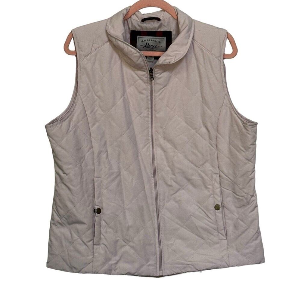 GH Bass & Co Women’s Quilted Vest‎ XL Light Powder Pink Full Zip Pockets